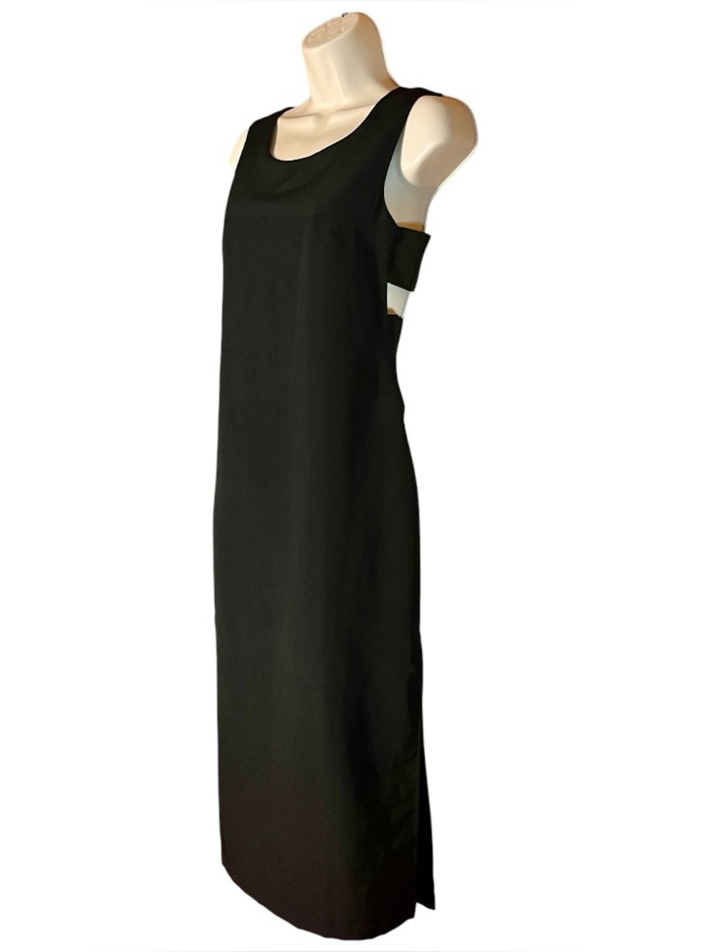 NWT Cutout Midi Dress LBD Minimalist Sheath Cocktail S Black Office Siren Corp